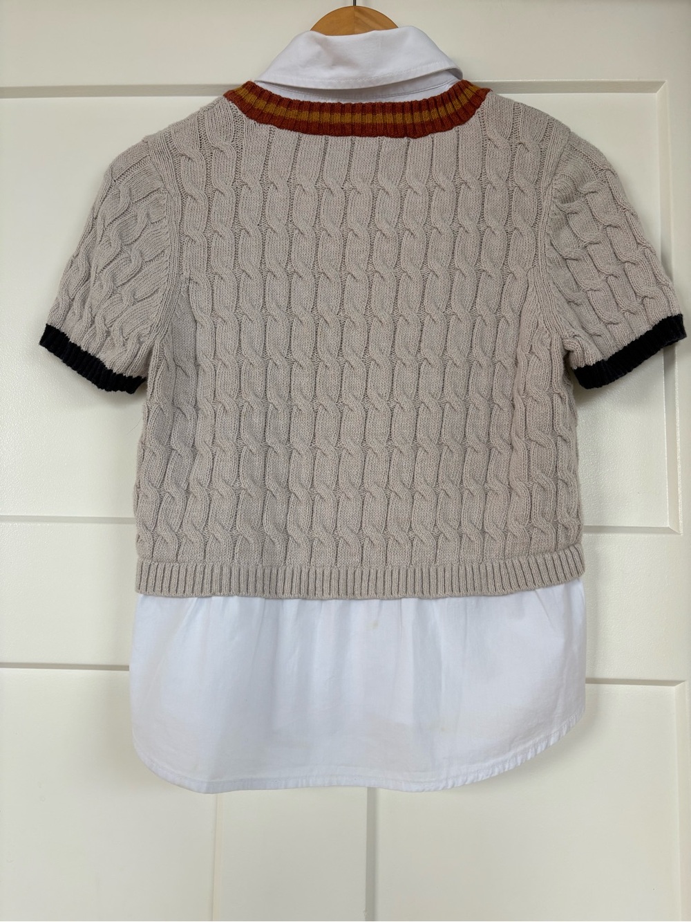 Maeve by Anthro Beige Cable Knit Cricket Sweater Top, Timeless V-neck Size Small - Picture 8 of 14